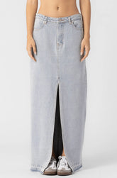 Wildest Cowgirl Low Waisted Denim Maxi Skirt