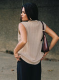 Brookvale Button Up Knit Vest Beige
