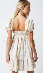 Jessie Cream and Pink Floral Babydoll Mini Dress