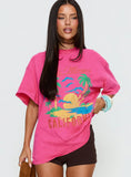 Santa Monica Beach Oversized Graphic Tee Washed Pink