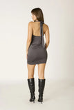 Averie Grey Halter Draped Mini Dress
