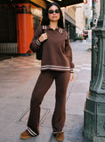 Square One Collared Jumper Brown Cream