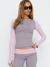 Kobee Jersey Long Sleeve Layering Top Slate Dusty Pink