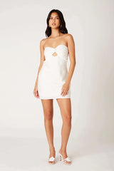 Khloe White Satin Strapless Mini Dress
