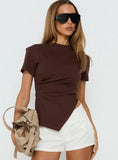 Lioxa Ruched Waist Tee Chocolate