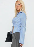 Ameliah Long Sleeve Twist Shirt Blue Stripe
