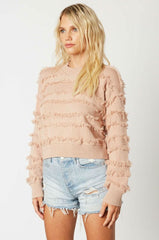Hailey Blush Fringe Sweater