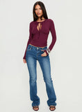Yubin Keyhole Long Sleeve Jersey Top Deep Purple