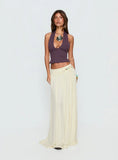 Velvet Storm Tie Detail Flowy Maxi Skirt Cream