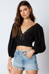 Lola Black Lace Crop Top