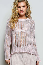 Sola Pink Sheer Crochet Sweater