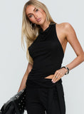 Katiana High Neck Cowl Top Black