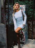 Visualize Long Sleeve Mini Dress Light Blue