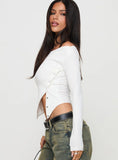Karre Off The Shoulder Long Sleeve Top White