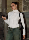 Nylah Zip Up Knit Jacket White