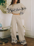 Alpine Knit Pants Cream Blue
