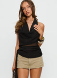 Tango For Two Halter Plunge Top Black