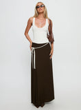 Keirah Contrast Wrap Maxi Skirt Chocolate White