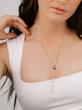 Ettika Pebble and Freshwater Pearl Lariat Necklace