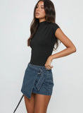 Elinora Wrap Mini Skirt Mid Blue Wash