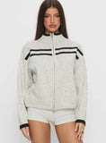 Overstayed Zip Through Cardigan Grey
