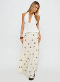 Cinnamon Embroidered Maxi Skirt Cream Navy