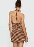 Mabilia Tie Detail Halter Mini Dress Multi Stripe