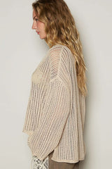 Everly Beige Sheer Star Sweater