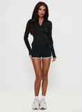 Celosiah Zip Up Collared Top Black