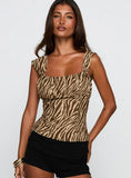 Life In Luxury Top Brown Zebra