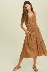 Why Wait Gucci Brown Tie Strap Midi Dress
