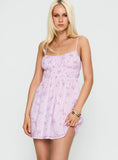 Wysteria Mini Dress Purple Multi