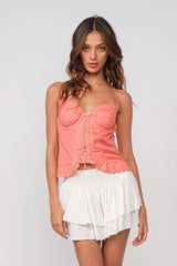 Hard to Ignore Coral Corset Top