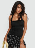 Finest Hour Frill Detail Halter Top Black