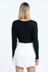 Melanie Black Button Up Cropped Cardigan