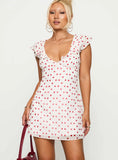 I Guess So Mini Dress White / Burgundy Petite