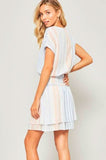 You and I Chambray Blue Striped Mini Dress