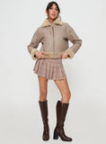 Henessy Faux Leather Jacket Beige