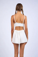 Molly White Smocked Cutout Romper