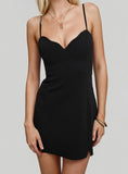 Radiante Scalloped Mini Dress Black