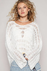 Carmen White Oversized Sheer Sweater
