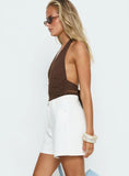 Torri Longline Denim Shorts Ecru