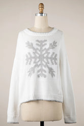 Snowflake White Oversized Pullover Sweater