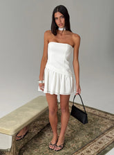 Odela Strapless Drop Waist Mini Dress White