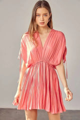 Kayla Milky Pink Dolman Short Sleeve Mini Dress