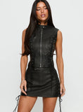 Ceejay Faux Leather Mini Skirt Black