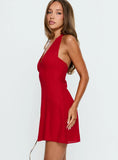 Oneida Halter Mini Dress Red