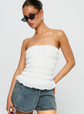 Flashbloom Strapless Ruched Top White
