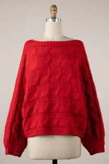 Willow Red Oversized Cable Knit Sweater