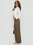 Cedrina Eyelet Fitted Suit Pants Green Pinstripe